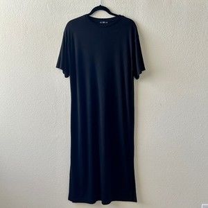 Zara Black Knit Maxi Dress with Leg Slit